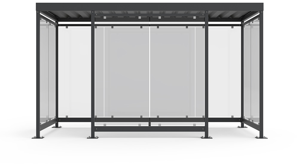 Smoking shelter Inurbia Eco-Line R10 front view